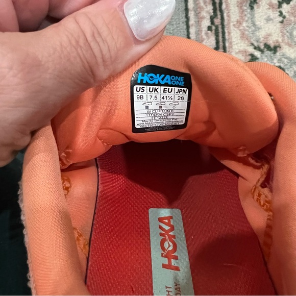 HOKA Clifton 8 Women's Orange Running Shoe Sneakers Z5752 Size 9B - Picture 9 of 11